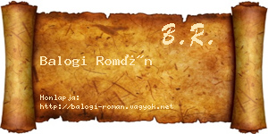 Balogi Román névjegykártya